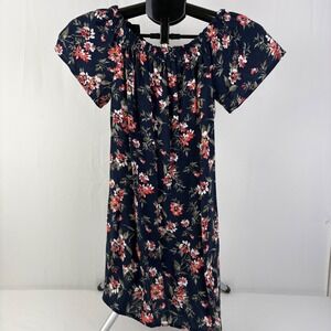 Abercrombie & Fitch Women's Ruched Flutter Sleeve Navy Floral Mini Dress Size XS
